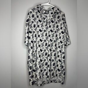 FootJoy White Floral Short-Sleeve Golf Shirt